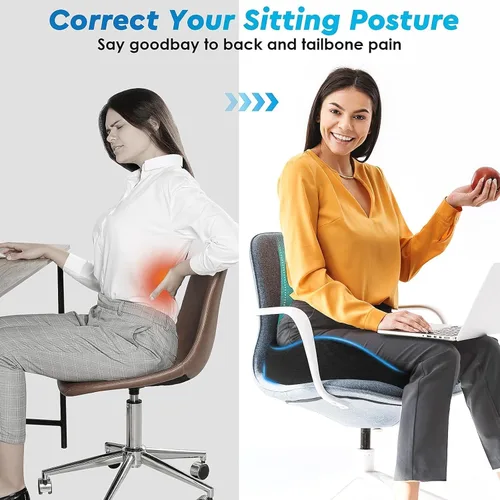 Miniatura 7 de CushyOasis Cojín de Asiento, Cojines de Gel para Silla, Cojines para Silla de Oficina, Parte Inferior Antideslizante y Funda Extraíble Cojín