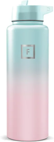 Miniatura 42 de IRON °FLASK Frasco de hidratación para acampar y senderismo con pajilla, botella de agua deportiva de acero inoxidable con aislamiento de boca Dark