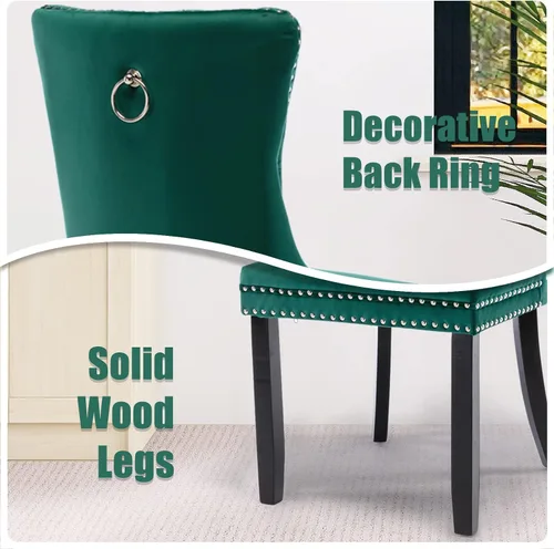 Miniatura 6 de SoarFlash Juego de 4 Sillas de Comedor de Terciopelo, Silla Lateral de Respaldo Alto, Silla Lateral Tapizada Moderna de Alta Gama con Capitoné