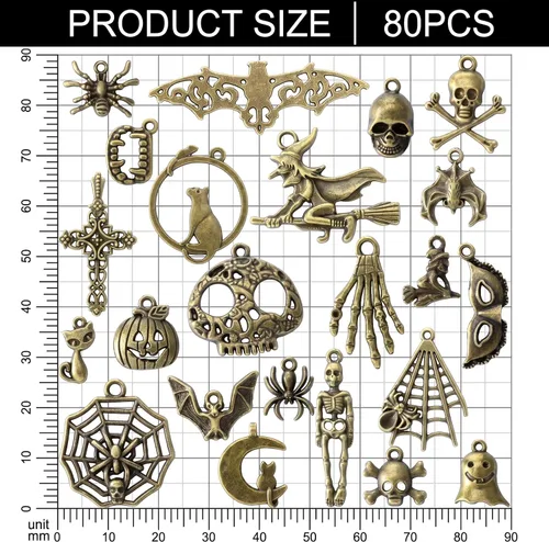 Miniatura 2 de Hicarer 80 colgantes de plata antigua, colgantes góticos para hacer joyas, accesorios para bricolaje, collares, pulseras