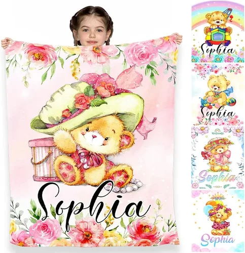 Miniatura 30 de D-Story Mantas personalizadas, mantas personalizadas con nombre, manta americana, manta africana para niña, mantas personalizadas para niños