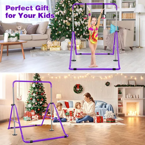 Miniatura 6 de Gymnastics Bar for Kids, Folding Gymnastic Horizontal Bars with Adjustable Height, Expandable Junior Training Bar for Home