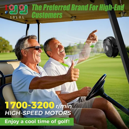 Miniatura 2 de 10L0L Ventilador magnético para carrito de golf recargable, 10000 mAh N54 Ventilador de enfriamiento portátil con 3 velocidades, cabezal giratorio