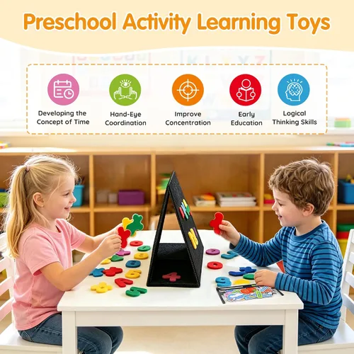 Miniatura 4 de AKAYOK Tablero de fieltro – Tableros de franela de doble cara para aprendizaje preescolar, narración interactiva y juego Tablero de letras