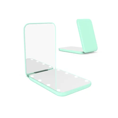 Miniatura 8 de WOBSION Espejo pequeño con luces, espejo de maquillaje compacto LED, mini espejo de viaje 1x/3x con aumento, portátil para bolso, bolsillo, regalos
