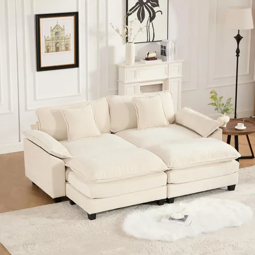 Miniatura 65 de Sofá modular negro de 111.5 pulgadas, sofás seccionales grandes de 3 plazas para sala de estar, sofá nube de tela de felpilla de gran