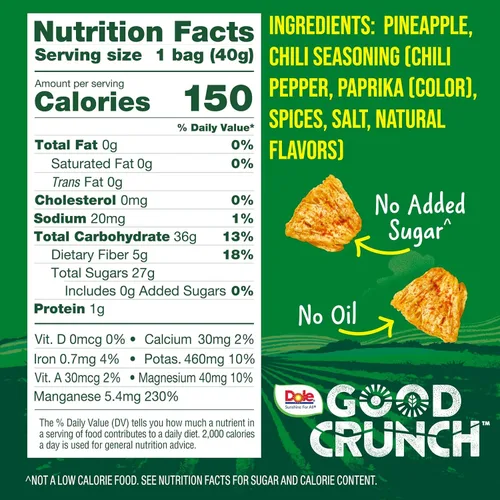 Miniatura 2 de Dole Good Crunch Piña con bocadillos de frutas secas de chile, sin gluten y bocadillo vegano, bolsas de 1.4 onzas (paquete de 6)