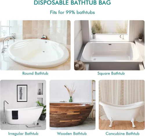 Miniatura 5 de AGPTEK 20 paquetes de forro de tina desechable, bolsa de plástico grande para bañera para salón, hogar y baños de hotel (102 x 47 pulgadas)