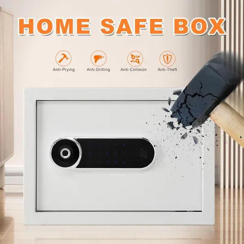 Miniatura 4 de Caja de seguridad para el hogar Caja de seguridad de lujo para joyas con bloqueo por huella dactilar y teclado, estante removible, de alta seguridad