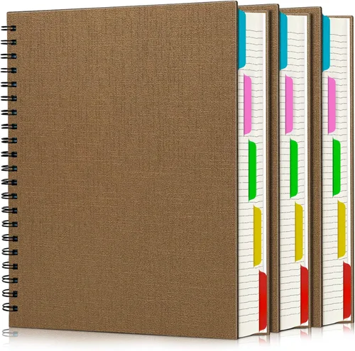 Miniatura 14 de EUSOAR - Cuaderno en espiral de tapa dura para universidad, rayado, paquete de 3 cuadernos A5 de 5.5"x8.3", con 5 divisiones, para escritura, tapa