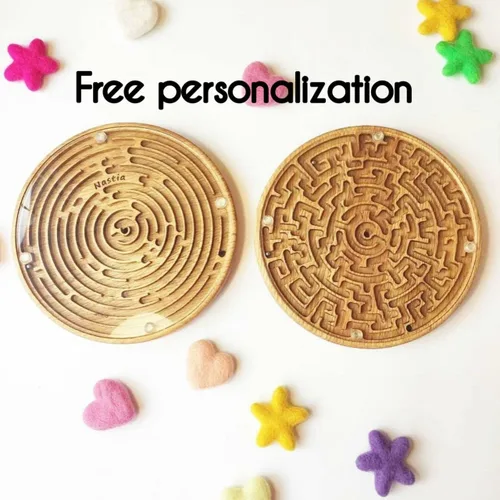 Miniatura 7 de Wooden Labyrinth Game double-sided Maze with three Steel Marble, Gift for Kids for Adults, Maze Brain Table Activity