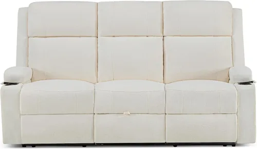 Miniatura 8 de GUEAPY Sofá Reclinable Manual Grande de 3 Plazas de Chenille Sofá Reclinable con Portavasos, Asiento Ancho, Fácil Montaje y Tela Resistente a