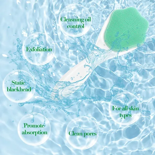 Miniatura 6 de Cepillo exfoliante facial de silicona, 3 piezas, cepillo exfoliante, cepillo de limpieza facial de silicona de mano con 3 herramientas de limpieza