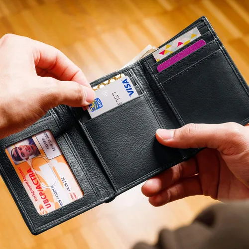 Miniatura 8 de Billetera triple de 8 compartimientos bloqueadora de RFID con espacio para identificación - Cuero auténtico - Billeteras bloqueadoras de RFID