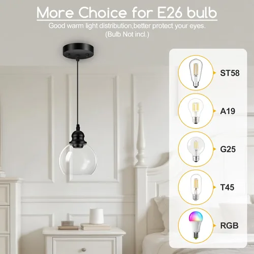 Miniatura 7 de Luces colgantes para isla de cocina, lámpara colgante negra con pantalla de cristal, lámpara colgante ajustable de 71 pulgadas para cocina, sala
