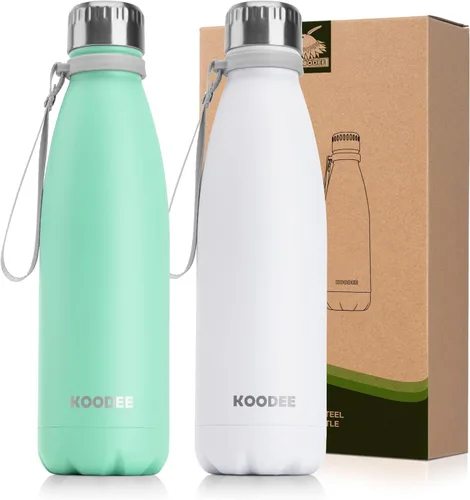 Miniatura 35 de koodee Botella deportiva de agua aislada al vacío de doble pared de acero inoxidable, 17 oz, con forma de botella de refresco, a prueba de fugas