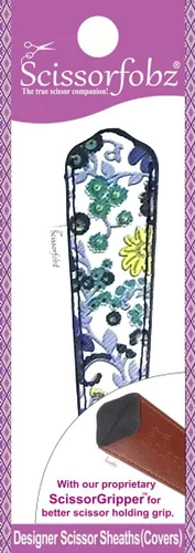 Miniatura 40 de Fundas protectoras para tijeras de diseñador, 4 unidades, tamaño surtido, diseño floral victoriano azul #4-304 Jardín floral victoriano azul