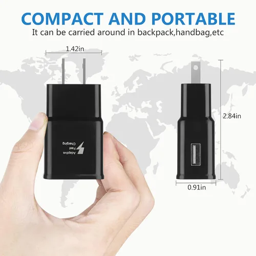 Miniatura 6 de Paquete de 2 adaptadores de carga rápida adaptables para Samsung Galaxy S26 S25 S24 S23 S22 S21 S20 S10 Plus S9 S8 S7 A57 A36 A26 A17 A15 A14 A13