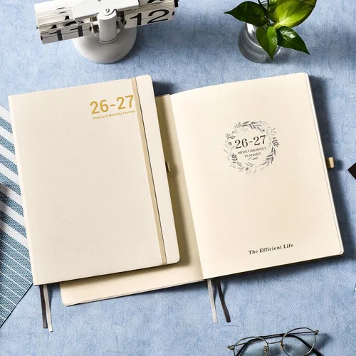 Miniatura 8 de Agenda 2026 – enero 2026 – diciembre 2026, planificador 2026, planificador semanal y mensual, planificadores de cubierta de cuero con papel grueso