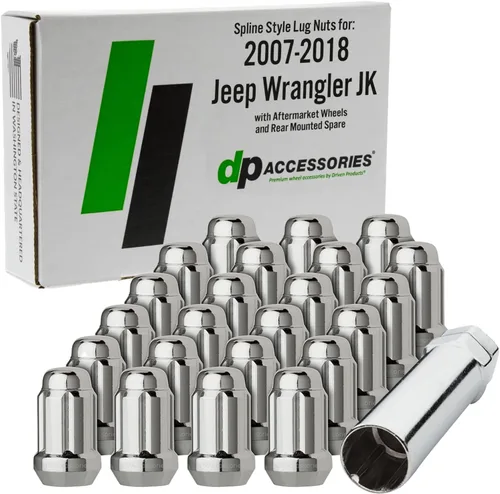 Miniatura 8 de DPAccessories Tuercas de llanta compatibles con Jeep Wrangler JK 2007-2018 Estilo estriado negro Solo ruedas de aluminio del mercado