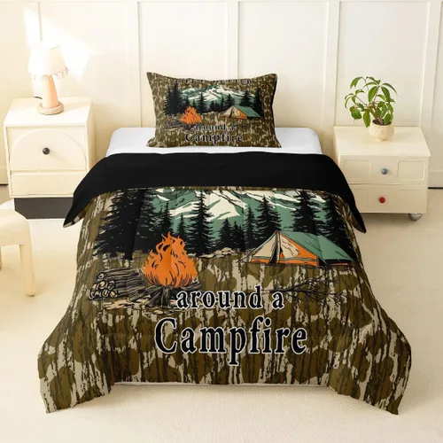 Miniatura 14 de Erosebridal Juego de edredón de pesca tamaño individual para hombres, juego de ropa de cama de peces de lubina para pescadores, niños de caza