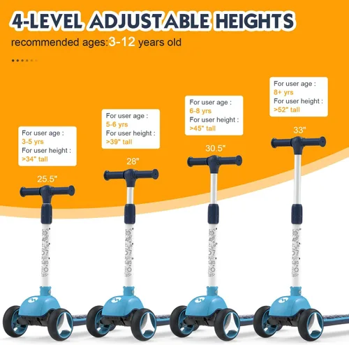 Miniatura 3 de MOUNTALK Scooter para Niños de 1-12 Años, Scooter de 3 Ruedas para Niños Pequeños de 1-3/3-5/5-8/8-12 Años Niños y Niñas con Alturas Ajustables