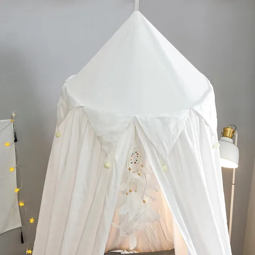 Miniatura 5 de Toldo de cama para niñas, toldo colgante redondo para cuna de bebé, decoración de habitación de cama de niños, rincón de lectura, interior y Blanco