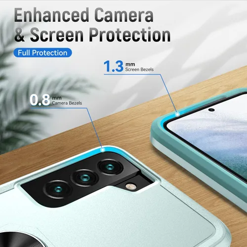Miniatura 6 de Funda para Samsung Galaxy S22 Plus con soporte, anillo magnético de armadura, resistente funda protectora de grado militar a prueba de golpes