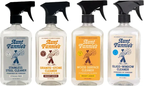 Paquete de variedad de spray limpiador Aunt Fannie's, incluye spray para acero inoxidable, spray para granito y piedra, spray para vidrio y