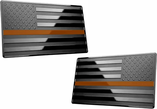 Miniatura 6 de MULL Emblema de metal de bandera estadounidense para automóviles, camiones, juego de 2 piezas hacia adelante y atrás (5 x 3 pulgadas, negro)