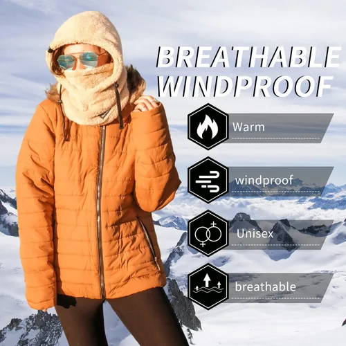 Miniatura 5 de Shy - Gorro de invierno resistente al viento, pasamontañas de terciopelo, máscara de esquí para hombres y mujeres
