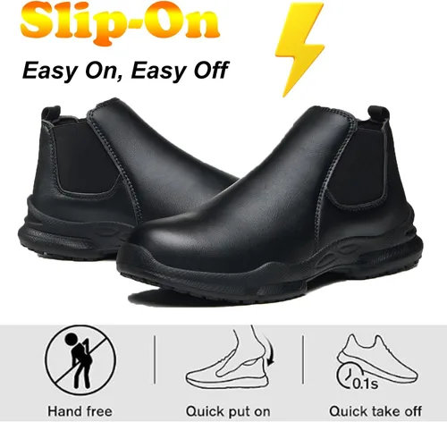 Miniatura 5 de PJZHJ Zapatos Antideslizantes para Hombres, Resistente al Aceite y al Agua, Zapatos de Chef Cómodos, Zapatos de Trabajo Antideslizantes para Cocina