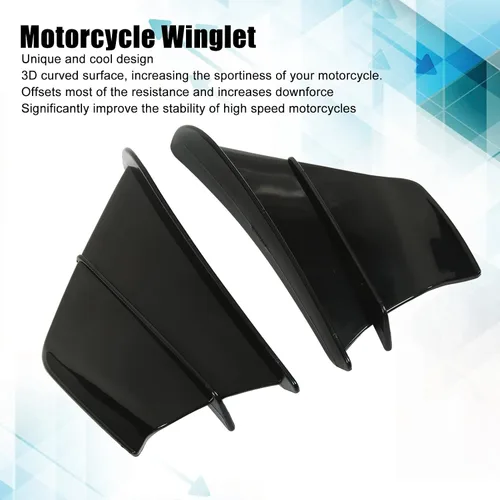 Miniatura 2 de Aleta lateral de motocicleta, alerón lateral de motocicleta, carenado delantero, aletas aerodinámicas para 250 Z900 Z1000 (negro brillante)