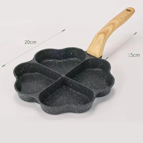 Miniatura 2 de KLKCMS Sartén frita para huevos, mini cacerola para panqueques, utensilios de cocina, parrilla dividida, sartén resistente al calor, sartén