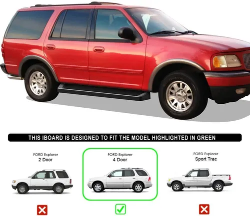 Miniatura 7 de HD Ridez Estribo de estilo plano de 6 pulgadas pulido compatible con Ford Explorer Mercury Mountaineer 2002-2005 4 puertas