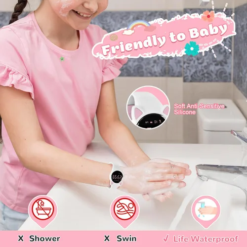 Miniatura 6 de Relojes digitales para niños y niñas, reloj deportivo con rastreador de fitness, podómetro, reloj despertador, cronómetro, no necesita aplicación