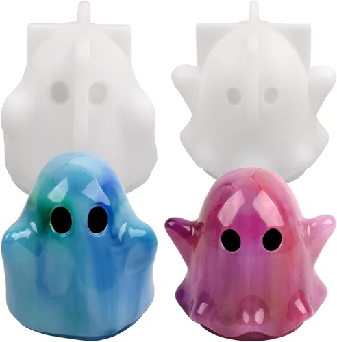 Actvty Moldes de resina fantasma, 2 moldes de silicona fantasma de Halloween para fundición epoxi, moldes epoxi en forma de fantasma 3D, regalo de