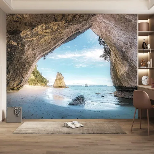 Miniatura 11 de Papel pintado de cascada de bosque, diseño cálido de plantas tropicales, papel tapiz Art Deco, para sala de estar, fondo de televisión, no se pega