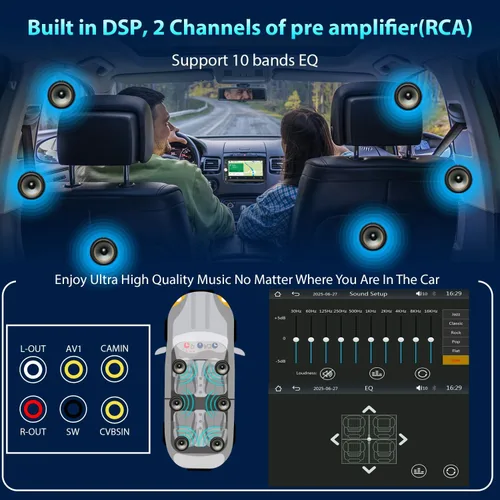 Miniatura 7 de Estéreo para coche de doble din, 7 pulgadas, pantalla táctil inalámbrica CarPlay/Android Auto Bluetooth, radio AM/FM, USB tipo C