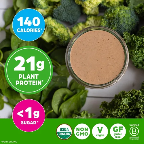 Miniatura 7 de Orgain - Proteína orgánica vegana en polvo + verduras, chocolate cremoso con sabor a budín de fresa - 21 g de proteína a base de plantas, sin