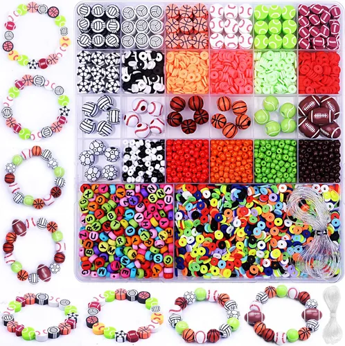 Miniatura 12 de 2480 piezas de cuentas y dijes de arcilla polimérica para kit de hacer pulseras, lindos y divertidos dijes y cuentas para hacer pulseras de amistad