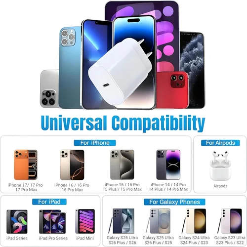 Miniatura 5 de Bloque USB C 30W PD Bloque de Carga Súper Rápida Tipo C Enchufe Cubo Adaptador de Pared Ladrillo de Alimentación Cargador USB C para iPhone 17, 17