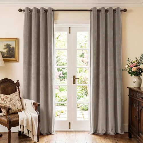 StangH Cortinas de terciopelo de 108 pulgadas de largo – Cortinas opacas para dormitorio para puerta corredera con ojales, cortinas con aislamiento