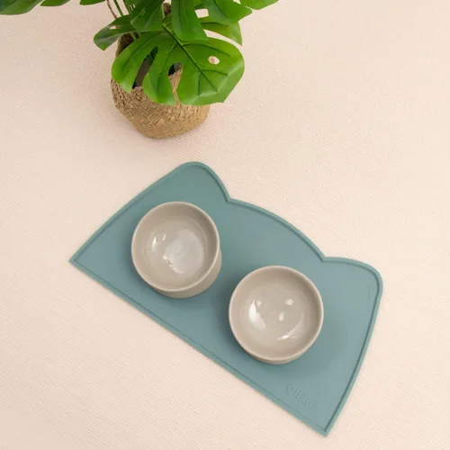 Miniatura 5 de OHMO - Tapete de silicona para comida para gatos, tapete de alimentación de mascotas para el piso, antideslizante, impermeable, bandeja para agua