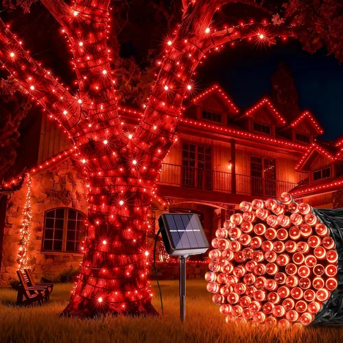 Miniatura 10 de Joomer Luces Solares Navideñas en Cadena, 39 pies, 100 LED, luces impermeables para exteriores con 8 modos de luces centelleantes para jardín