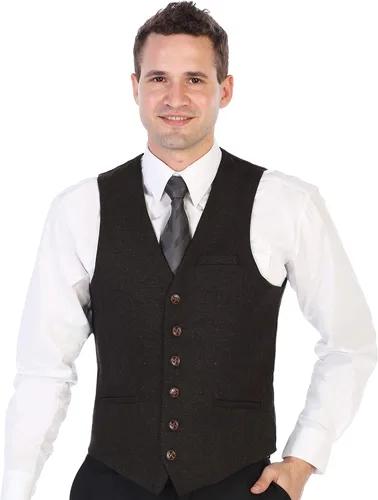 Miniatura 117 de Gioberti Chaleco de tweed formal de 6 botones para hombres