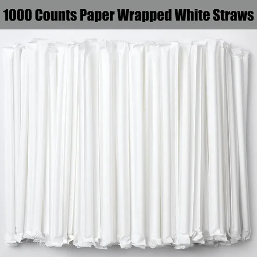 Miniatura 2 de ALINK 1000 popotes flexibles blancos, pajitas flexibles de plástico envueltas individualmente, 7.75 x 0.23 pulgadas