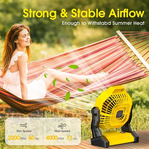 Miniatura 3 de JINLICTE Ventilador de Camping con Linterna LED, 20000 mAh, 9 Pulgadas, Ventilador Portátil Recargable con Batería con Velocidad Sin Escalones