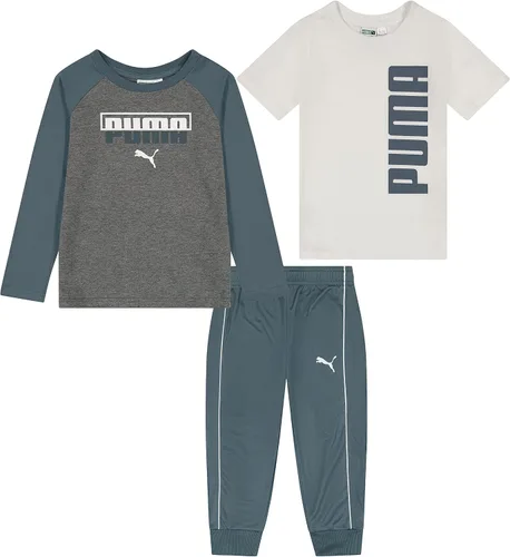 PUMA boys 3 Piece T-shirt, Long Sleeve Shirt & Jogger Set