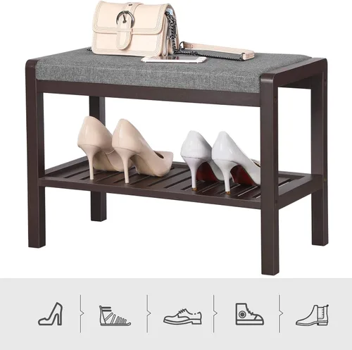 Miniatura 7 de SONGMICS Zapatero con asiento acolchado tapizado, estante de almacenamiento, organizador de zapatos, soporta hasta 350 libras, ideal para entrada